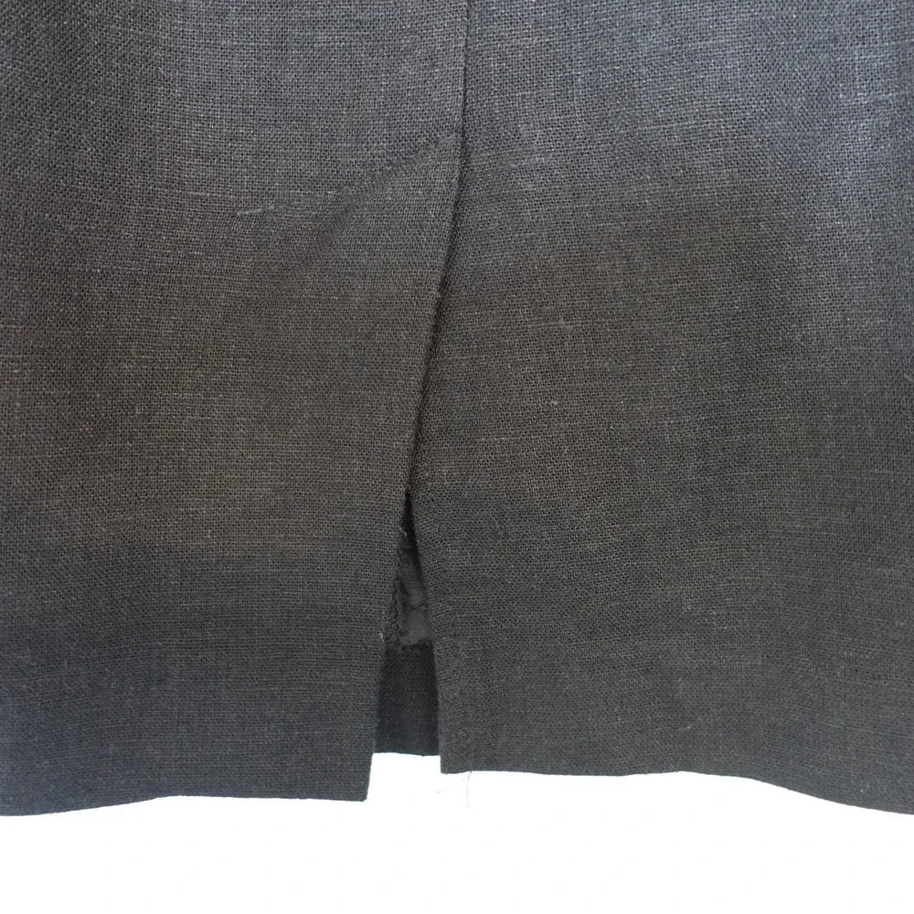 Vintage 90s Linen Mini Skirt 4 Black High Waisted Pleated Belt Loops Minimalist‎